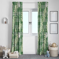 Green Palaka Hawaii Cowboy Christmas Window Curtain Paniolo Mix Maile Lei - Polynesian Pride