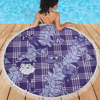 Purple Palaka Hawaii Cowboy Christmas Beach Blanket Paniolo Mix Maile Lei - Polynesian Pride