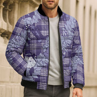 Purple Palaka Hawaii Cowboy Christmas Bomber Puffer Jacket Paniolo Mix Maile Lei - Polynesian Pride