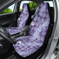 Purple Palaka Hawaii Cowboy Christmas Car Seat Cover Paniolo Mix Maile Lei - Polynesian Pride