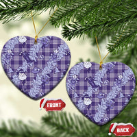 Purple Palaka Hawaii Cowboy Christmas Ceramic Ornament Paniolo Mix Maile Lei - Polynesian Pride