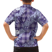 Purple Palaka Hawaii Cowboy Christmas Family Matching Puletasi and Hawaiian Shirt Paniolo Mix Maile Lei - Polynesian Pride