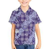 Purple Palaka Hawaii Cowboy Christmas Family Matching Puletasi and Hawaiian Shirt Paniolo Mix Maile Lei - Polynesian Pride