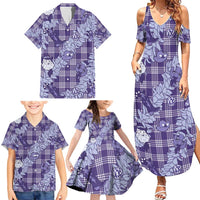 Purple Palaka Hawaii Cowboy Christmas Family Matching Summer Maxi Dress and Hawaiian Shirt Paniolo Mix Maile Lei - Polynesian Pride