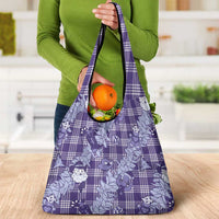 Purple Palaka Hawaii Cowboy Christmas Grocery Bag Paniolo Mix Maile Lei - Polynesian Pride