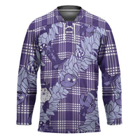 Purple Palaka Hawaii Cowboy Christmas Hockey Jersey Paniolo Mix Maile Lei - Polynesian Pride