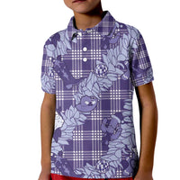 Purple Palaka Hawaii Cowboy Christmas Kid Polo Shirt Paniolo Mix Maile Lei - Polynesian Pride