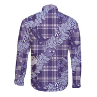 Purple Palaka Hawaii Cowboy Christmas Long Sleeve Button Shirt Paniolo Mix Maile Lei - Polynesian Pride