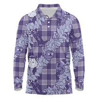 Purple Palaka Hawaii Cowboy Christmas Long Sleeve Polo Shirt Paniolo Mix Maile Lei - Polynesian Pride