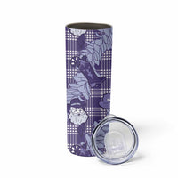 Purple Palaka Hawaii Cowboy Christmas Skinny Tumbler Paniolo Mix Maile Lei - Polynesian Pride