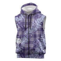 Purple Palaka Hawaii Cowboy Christmas Sleeveless Zip Hoodie Paniolo Mix Maile Lei - Polynesian Pride