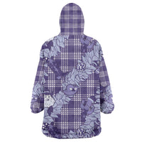 Purple Palaka Hawaii Cowboy Christmas Wearable Blanket Hoodie Paniolo Mix Maile Lei - Polynesian Pride