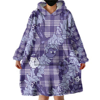 Purple Palaka Hawaii Cowboy Christmas Wearable Blanket Hoodie Paniolo Mix Maile Lei - Polynesian Pride