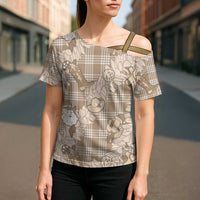 Khaki Palaka Hawaii Cowboy Christmas Cross Shoulder Shirt Paniolo Mix Maile Lei - Polynesian Pride