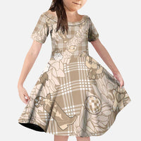 Khaki Palaka Hawaii Cowboy Christmas Family Matching Mermaid Dress and Hawaiian Shirt Paniolo Mix Maile Lei - Polynesian Pride