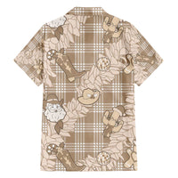 Khaki Palaka Hawaii Cowboy Christmas Family Matching Off The Shoulder Long Sleeve Dress and Hawaiian Shirt Paniolo Mix Maile Lei - Polynesian Pride