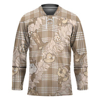 Khaki Palaka Hawaii Cowboy Christmas Hockey Jersey Paniolo Mix Maile Lei LT7 Unisex Beige - Polynesian Pride