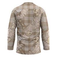 Khaki Palaka Hawaii Cowboy Christmas Hockey Jersey Paniolo Mix Maile Lei LT7 - Polynesian Pride