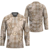 Khaki Palaka Hawaii Cowboy Christmas Hockey Jersey Paniolo Mix Maile Lei LT7 - Polynesian Pride