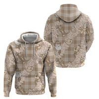 Khaki Palaka Hawaii Cowboy Christmas Hoodie Paniolo Mix Maile Lei - Polynesian Pride