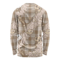 Khaki Palaka Hawaii Cowboy Christmas Long Sleeve Shirt Paniolo Mix Maile Lei LT7 - Polynesian Pride