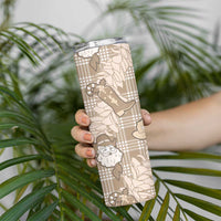 Khaki Palaka Hawaii Cowboy Christmas Skinny Tumbler Paniolo Mix Maile Lei - Polynesian Pride