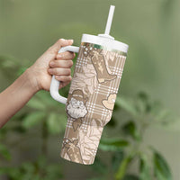 Khaki Palaka Hawaii Cowboy Christmas Tumbler With Handle Paniolo Mix Maile Lei - Polynesian Pride