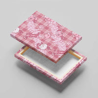 Pink Palaka Hawaii Cowboy Christmas Canvas Wall Art Paniolo Mix Maile Lei - Polynesian Pride