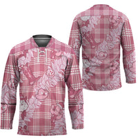 Pink Palaka Hawaii Cowboy Christmas Hockey Jersey Paniolo Mix Maile Lei - Polynesian Pride