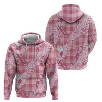 Pink Palaka Hawaii Cowboy Christmas Hoodie Paniolo Mix Maile Lei - Polynesian Pride