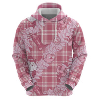 Pink Palaka Hawaii Cowboy Christmas Hoodie Paniolo Mix Maile Lei - Polynesian Pride