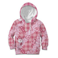Pink Palaka Hawaii Cowboy Christmas Kid Hoodie Paniolo Mix Maile Lei - Polynesian Pride