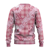 Pink Palaka Hawaii Cowboy Christmas Ugly Christmas Sweater Paniolo Mix Maile Lei - Polynesian Pride