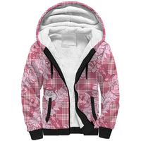 Pink Palaka Hawaii Cowboy Christmas Sherpa Hoodie Paniolo Mix Maile Lei - Polynesian Pride