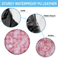 Pink Palaka Hawaii Cowboy Christmas Spare Tire Cover Paniolo Mix Maile Lei - Polynesian Pride