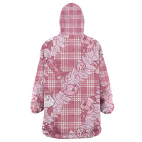 Pink Palaka Hawaii Cowboy Christmas Wearable Blanket Hoodie Paniolo Mix Maile Lei - Polynesian Pride