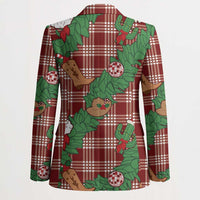 Red Palaka Hawaii Cowboy Christmas Blazer Paniolo Mix Maile Lei - Polynesian Pride