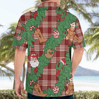 Red Palaka Hawaii Cowboy Christmas Hawaiian Shirt Paniolo Mix Maile Lei - Polynesian Pride