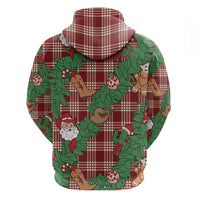 Red Palaka Hawaii Cowboy Christmas Hoodie Paniolo Mix Maile Lei - Polynesian Pride
