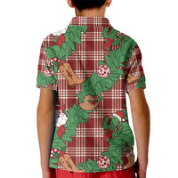 Red Palaka Hawaii Cowboy Christmas Kid Polo Shirt Paniolo Mix Maile Lei - Polynesian Pride