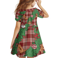 Red Palaka Hawaii Cowboy Christmas Kid Short Sleeve Dress Paniolo Mix Maile Lei LT7 - Polynesian Pride