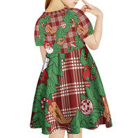 Red Palaka Hawaii Cowboy Christmas Kid Short Sleeve Dress Paniolo Mix Maile Lei LT7 - Polynesian Pride