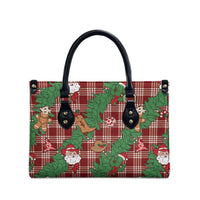 Red Palaka Hawaii Cowboy Christmas Leather Bag Paniolo Mix Maile Lei - Polynesian Pride