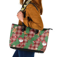 Red Palaka Hawaii Cowboy Christmas Leather Tote Bag Paniolo Mix Maile Lei - Polynesian Pride