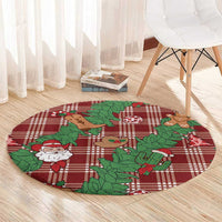 Red Palaka Hawaii Cowboy Christmas Round Carpet Paniolo Mix Maile Lei - Polynesian Pride