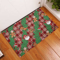Red Palaka Hawaii Cowboy Christmas Rubber Doormat Paniolo Mix Maile Lei - Polynesian Pride
