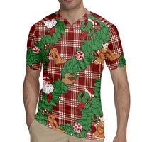 Red Palaka Hawaii Cowboy Christmas Rugby Jersey Paniolo Mix Maile Lei - Polynesian Pride