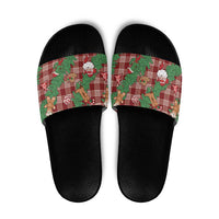 Red Palaka Hawaii Cowboy Christmas Slide Sandals Paniolo Mix Maile Lei - Polynesian Pride