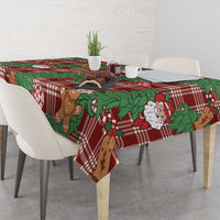 Red Palaka Hawaii Cowboy Christmas Tablecloth Paniolo Mix Maile Lei - Polynesian Pride
