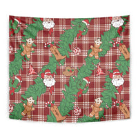 Red Palaka Hawaii Cowboy Christmas Tapestry Paniolo Mix Maile Lei - Polynesian Pride